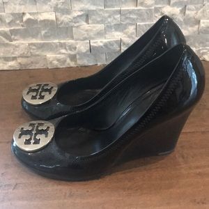 Tory Burch patent leather black wedge